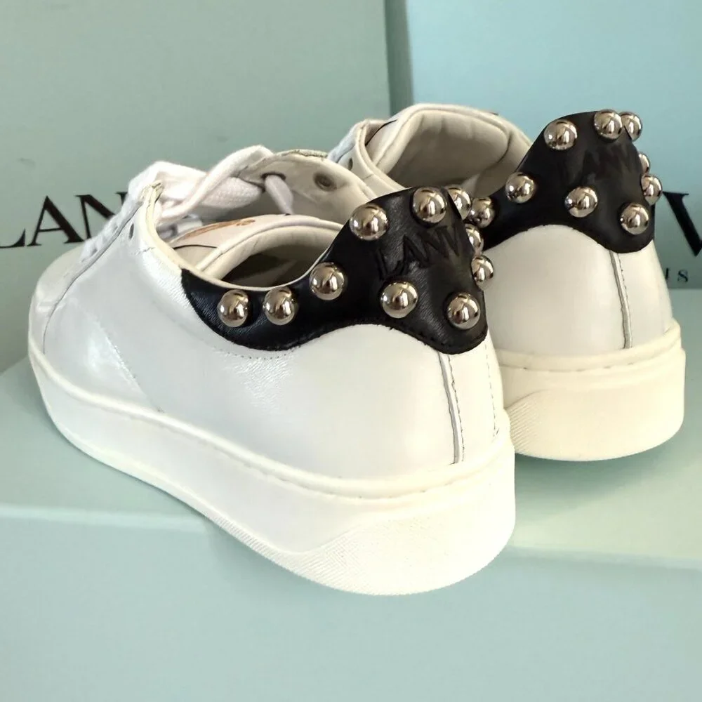 Lanvin Women's DDB0 White Leather Sneakers with Studs Size 36‎